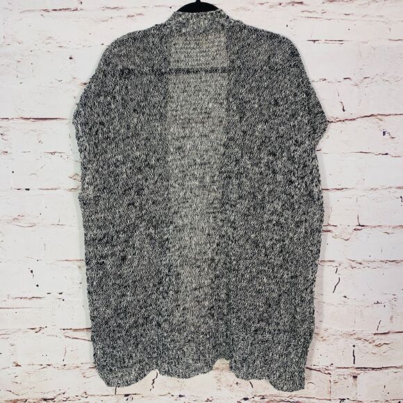 Eileen Fisher Organic Linen Cotton Blend Cardigan Vest XL Open Front Knit Black - Picture 2 of 8